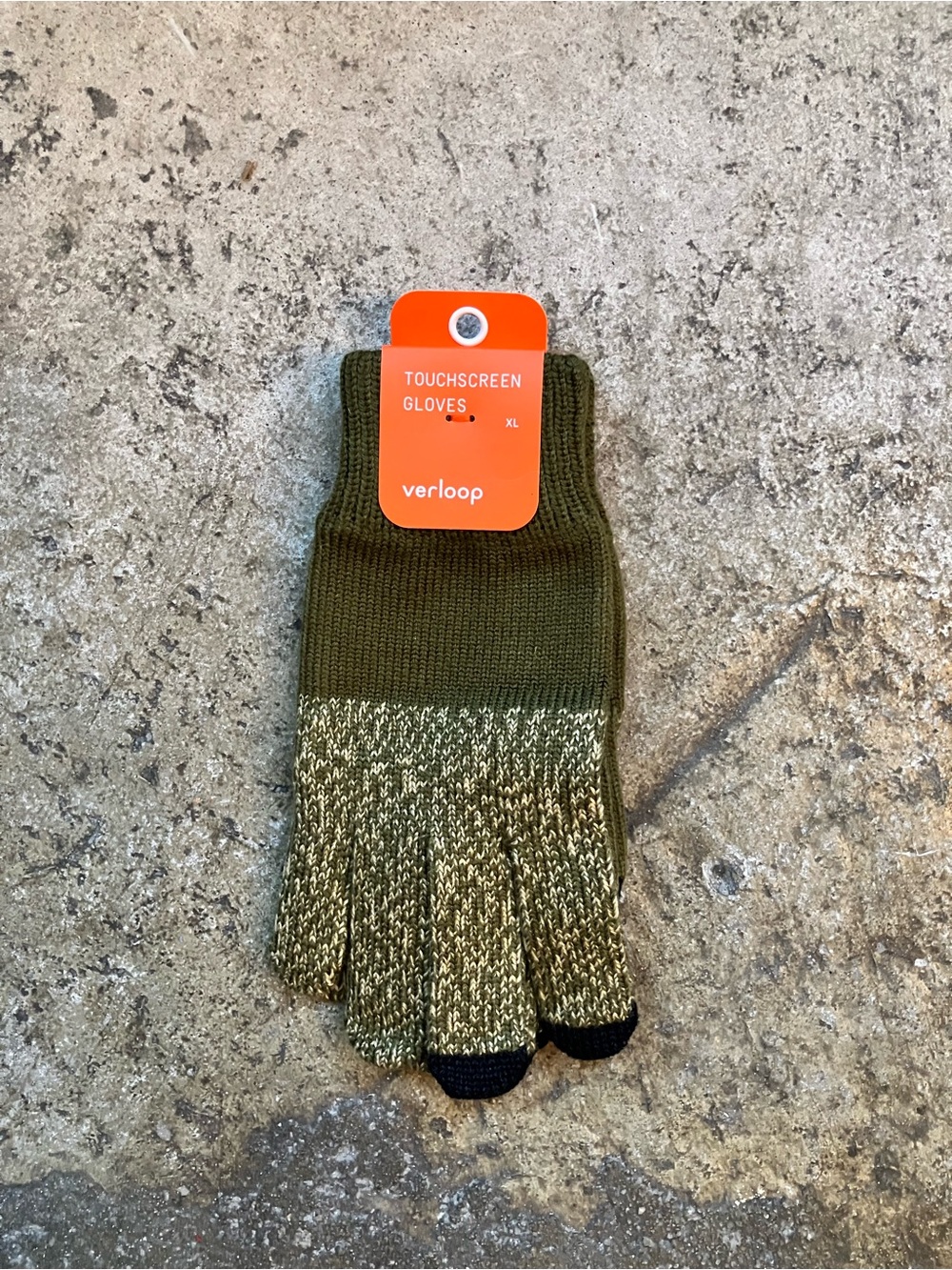 Verloop Men’s Olive Touchscreen Knit Gloves with Black Tips